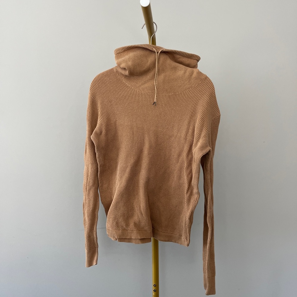 Lauren Ralph Lauren Tan 100% Cotton Tight-Knit Pullover Sweater Cowl Neck M